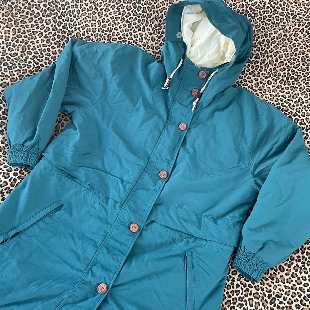 Vintage Woolrich Warm Jacket Medium Womens Long Puffy Green Zippered Button Down